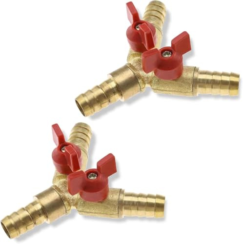 Raccordo a 3 vie con rubinetti di intercettazione, 10 mm, in ottone a forma di Y, valvola a sfera, 2 interruttori con morsetti, connettore per rubinetto da falegname, aria acqua, gas, 2 pezzi