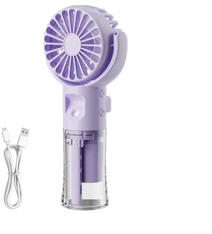 EHOTER Mini Portable Hand Held Fan with Water Mist Spray USB Rechargeable Fans with 4 Speeds Small Desk Fan Desktop Cooling Fans for Outdoor School Travel Camping (Purple)