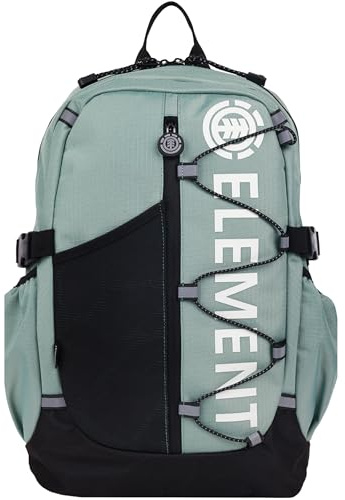Element Backpack, Vertical Logo Skate Pack, Multi-Compartment Storage, Reflective Bungee Cord, Sage