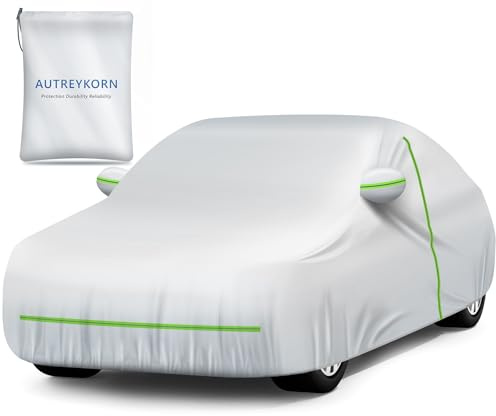 Autreykorn Funda Coche Exterior Impermeable Anti-UV Resistente al Viento y al Polvo con Cremallera Lateral, Funda Coche 510x190x150 cm Berlinas Medianas y Grandes