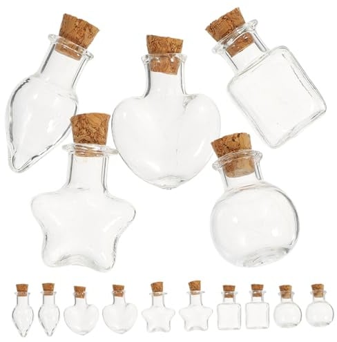 BAZEITFLOW 15pcs Tiny Glass Bottles with Cork Stoppers Miniature Wishing Bottles for DIY Crafts Art Decoration for Friends and Family