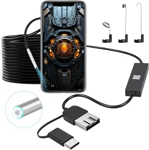 Endoskopkamera, Endoskopkamera Mit Licht, 3,9 Mm Objektiv, 1080P Hd Endoskop-Kamera Handy Mit 6 Led Licht, Ip67 Wasserdichtes Kanal-Kamera, wasserdichte Endoskop Inspektion, 1 Meter Weicher Draht
