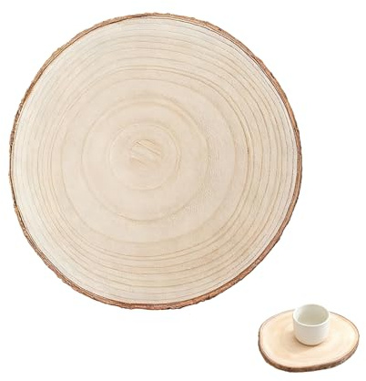 Holzscheiben 30-34 cm Durchmesser,Baumscheiben Deko,Große Baumscheibe Mit Rinde,Rustikaler Holz Kerzenhalter Für DIY Handwerk, Naturholz Baumstamm,1 Stück