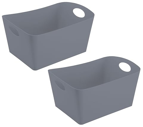 Koziol BOXXX M Aufbewahrungsbox 3,5 l | 2er-Set | Storagebox, Organizer | biozirkulärer Kunststoff, ineinander stapelbar | Küche, Bad, Büro, Camping, Kinderzimmer (solid grey)