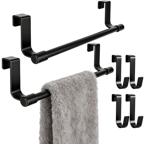 2 Abnehmbare Geschirrtuchhalter Küche für Küchenschranktüren Handtuchhalter Küche Ohne Bohren Edelstahl Türhandtuchhalter für Badezimmer Küchen zum Handtüchern, Bürsten, Tüchern Inklusive 4 Haken