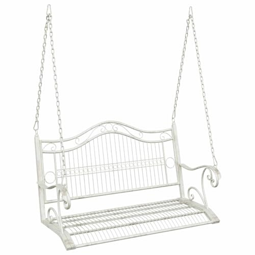 vidaXL Schaukelbank Stahl 115 x 61 x 63 cm Antik Weiß