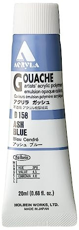 Holbein Acryla Gouache Artists Acrylic Polymer Emulsion, 20ml Ash Blue (D158)