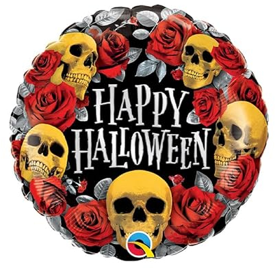 DeCoArt... 1 Folienballon Halloween golden Skulls and Roses ca 46 cm Ballongas geeignet