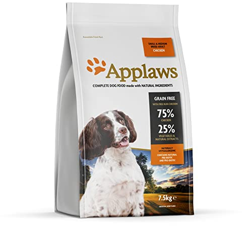 Applaws natürliche komplette trockene Hundefutter für Erwachsene kleine/mittlere Rasse Hunde, Huhn, 7,5 kg (Packung mit 1)