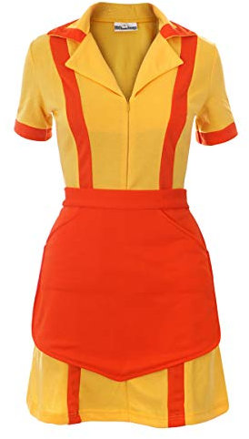 CoolChange Caroline & Max Kostüm für 2 Broke Girls Fans | Diner Uniform mit Schürze | Größe: L