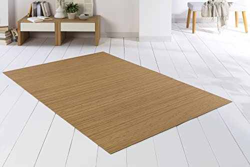 DE-COmmerce Bambusteppich SOLID Gold 200x250 cm extra breite 50mm Stege I die Neue Generation Bambusteppich I kein Bordürenteppich I Teppich I Wohnzimmer I Küche I I Made IN Germany