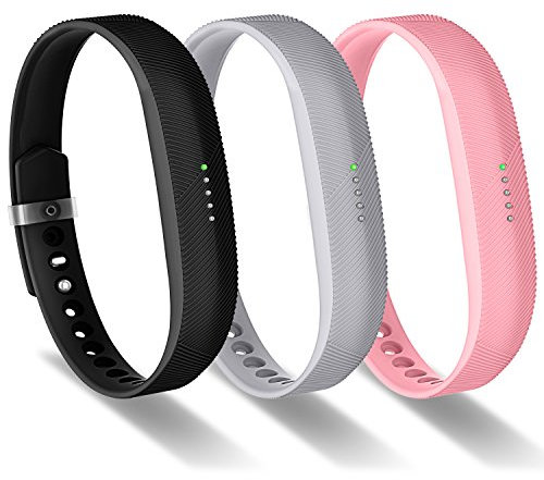 greeninsync Fitbit Flex 2 Bands, Flex 2 Sport Zubehör Armband Band Band aus weichem Silikon W/Verschluss Schließe für Fitbit Flex 2 Fitness Smart Watch, Small, B7:Black Gray Pink
