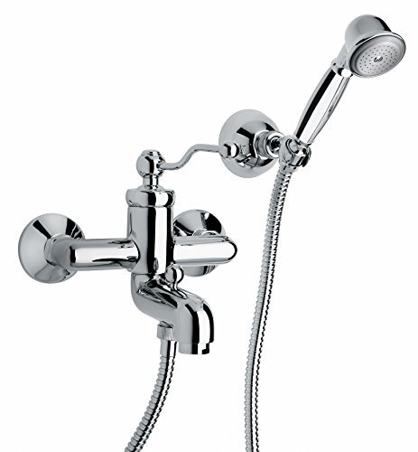 Miscelatore esterno per vasca da bagno in ottone cromo con kit doccia Duke