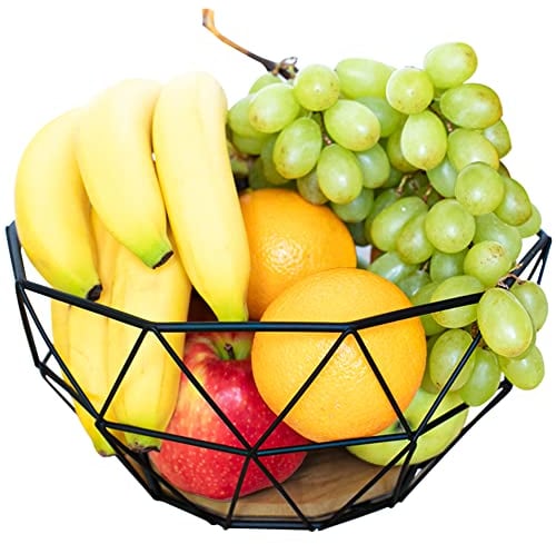 Chefarone Black Fruit Bowl, Kitchen Basket, Metal Bowls, Centerpeice Storage (26 X 26 X 12cm)
