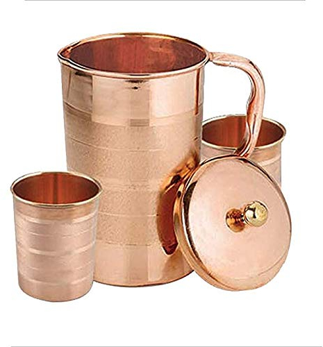 Whitewhale - Caraffa in rame puro con 2 bicchieri, capacità 1600 ml