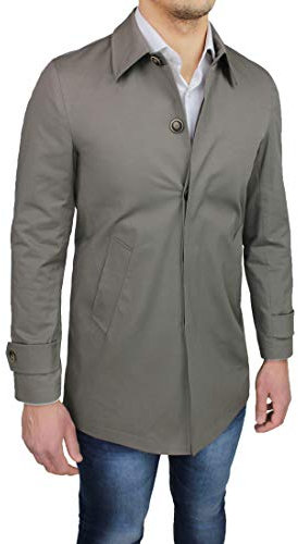 Trench soprabito uomo sartoriale primavera estate giacca giubbotto elegante (L, Beige)