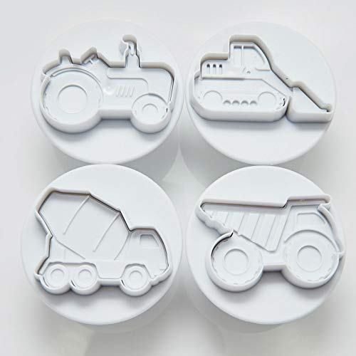 KEYkey Cake transport car excavator bulldozer digger vehicle truck wagon cookie cutter fondant tool plastic press plunger
