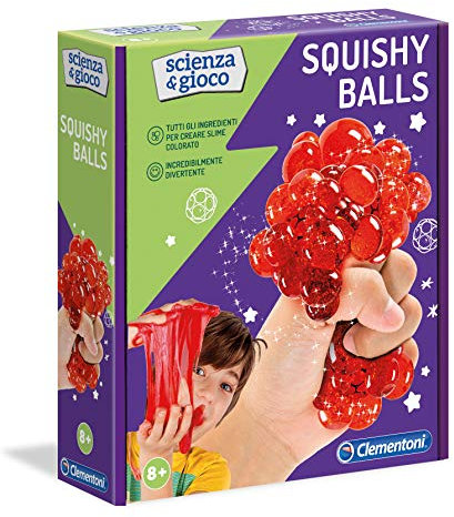 Clementoni 19145 Balls Spiel 8 Jahre, Slime Squishy, wissenschaftliches Labor Kugeln, Kit Experimente, italienische Version, Mehrfarbig