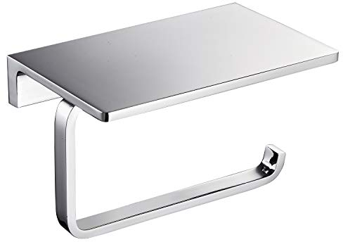 NSODOO Porte-Papier hygiénique pour Salle de Bain en Laiton Massif et Porte-Rouleau de Papier hygiénique de Style hôtel supérieur avec Rangement pour téléphone Portable Finition chromée polie