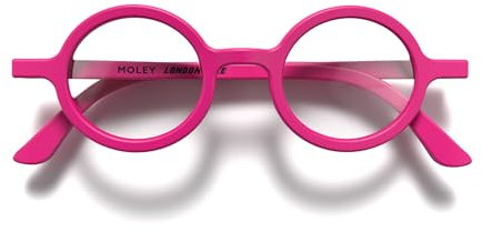 LONDON MOLE Brillen | Moley-Lesebrille | Runde Lesebrille | Coole Leser | Stilvolle Lesebrille | Herren Damen Unisex | Federscharniere | Rosa | + 2,5 Vergrößerung