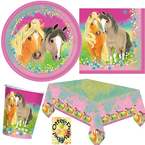 HHO Pretty-Pony-Horses-Pferde-Party-Set 53tlg. - für 16 Pferdefreunde Teller Becher Servietten Tischdecke