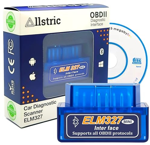 Allstric® OBD2 Diagnosegerät mit CD. ELM327 Auto Diagnosegerät für alle Fahrzeuge. Fehlercodes auslesen & löschen, Echtzeitdaten & Live-Diagnose. Kompatibel mit Windows, Android, iOS & OBD2 Bluetooth
