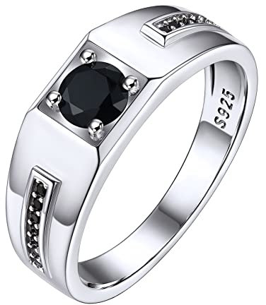 Bestyle Ringe Herren Billige Verlobungsring Silber 925 Damen AAA+ Zirkonia Ehering Partnerringe Kristall Ring Antragsring Edelsteinen Schwarz 70
