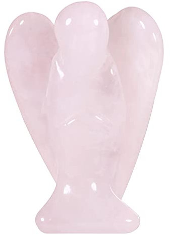 KYEYGWO Rosenquarz Geschnitzte Edelstein Engel Figuren, Heilung Kristall Schutzengel Stein Talisman Taschenengel Statuen Friedensengel Skulptur Fengshui Ornament für Dekoration Glücksbringer, 3.8 cm