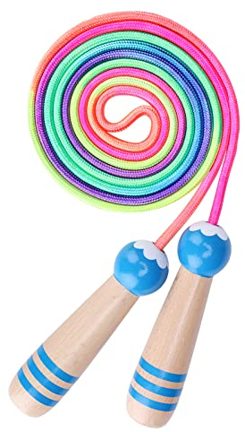 WAYOFSUC Springseil 250CM Rope Skipping Seil mit Holzgriff und Baumwollseil Jump Rope Seilspringen für Jungen und Mädchen Fitness