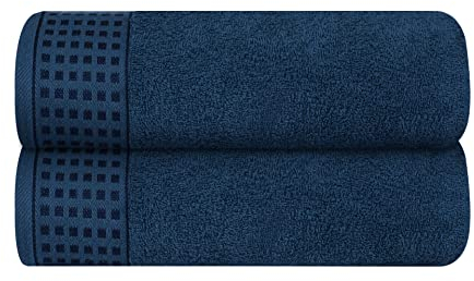 GLAMBURG Baumwolle 2er-Pack Oversized Badetuch-Set 70 x 140 cm, große Badetücher, Ultra saugfähig, kompakt, Umweltfreundlich und 100% recycelbar, schnell trocknend und leicht, Mineral Blau