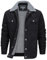 EKLENTSON Men's Casual Winter Corduroy Jackets Thermal Thicken Sherpa Fleece Coat Lapel Collar Jacket,Black,S