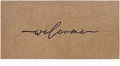 AAZZKANG Welcome Mats per porta d'ingresso, extra large, 120x45 cm, con retro in gomma antiscivolo resistente, ultra assorbente, facile da pulire, per esterni, zerbino marrone