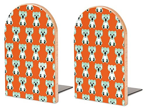 Serre-Livres en Bois de Koala coloré pour étagères, Serre-Livres pour Livres Lourds, Serre-Livres en Bois Robuste, Serre-Livres en Bois Rustique pour Bureau, antidérapant