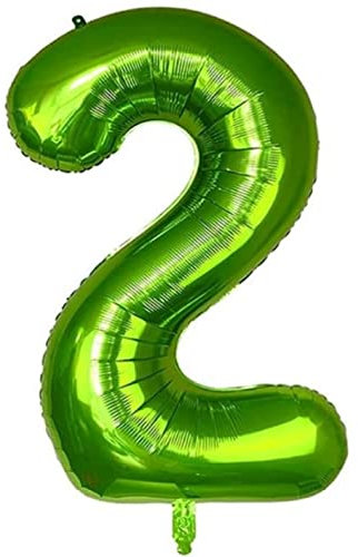 Riesenballon Zahl 2 Grün XXL – 101 cm 40 Zoll – Dekoration zum Geburtstag 2 Jahre – Feier Reveillon Abend – 20 Jahre – Taufe Baby Jungen Mädchen – Dekoration Events – Wanddekoration – Geschenkidee