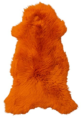 Tannery Sheepskin Orange gefärbtes echtes Schafsfell Lammfell Schafsfell Teppich Pelz weiche Wolle Decke, schaffell, Hygge (ca. 90/50cm)
