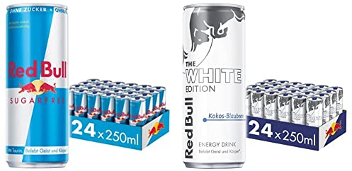 Set: Red Bull Energy Drink Sugarfree - 24er Palette Dosen, EINWEG (24 x 250 ml) + Red Bull Energy Drink White Edition, 24 x 250 ml Dosen, EINWEG