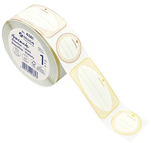 AVERY Zweckform Marmeladen Etiketten selbstklebend 600 Stück (Made in Germany, Ø38 mm/38x75 mm, Aufkleber Marmeladenglas, Einmachen, Etiketten ablösbar, Homemade, beschriftbar) Sticker auf Rolle, 4381