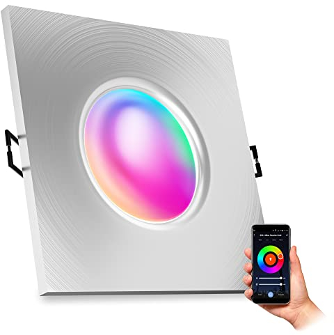 SSC-LUXon BEDA Smarte Einbauleuchte LED flach IP65 mit LED Modul 4W RGBW silber 230V kompatibel mit Alexa, Siri & Google