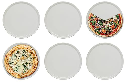 KHG 6er Set Pizzateller, extra groß mit 30cm Durchmesser in weiß, perfekt für Gastro und Zuhause, hochwertiges Porzellan, Spühlmaschinengeeignet & perfekt Stapelbar im zeitlosem Design