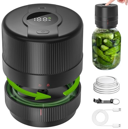 Wothfav Envasadora al Vacio para Tarros Cristal, Sellador al Vacío Mason Jar, Mason Jar Vacuum Sealer, Kit de Sellado al Vacío para Tarros Mason para Conservación y Fermentación de Alimentos