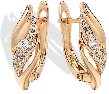 YAHOYA Orecchini Pendenti in Oro Rosa Orecchini Vintage zircone Naturale per Le Donne Regalo di Cristallo Quotidiano Gioielleria