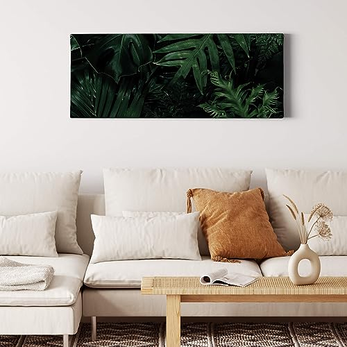 A.S. Création Leinwandbild Dschungel Blätter - Kunstdruck grün - 100x40 cm Querformat - moderne Wanddekoration Schlafzimmer Wohnzimmer Küche - Bild auf Keilrahmen