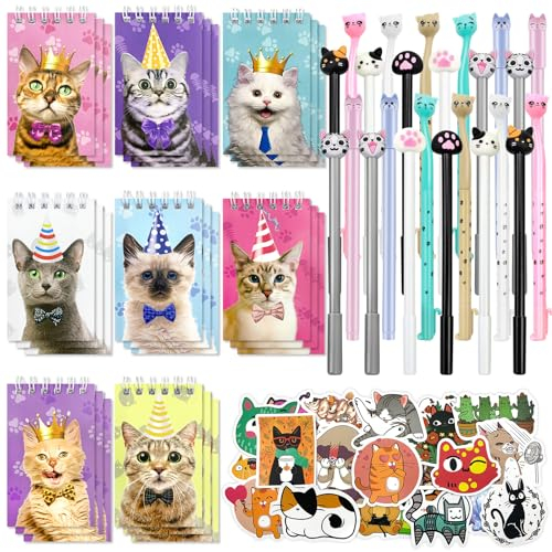 Moltby Katzen Party Geschenke für Kinder - 148Pcs Katzenparty Kindergeburtstag Zubehör, Katzen Briefpapier Set für Haustier Motto Geburtstagspartys, Goodie Bags Stuffers für Belohnungspreise