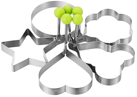 KXUSW Stampo Pancake-Stampo per Frittata in Acciaio Inox 5 Pezzi-Macchina per Uova in Camicia-Stampi per Uova in Acciaio Inossidabile-Stabile,5 Forme