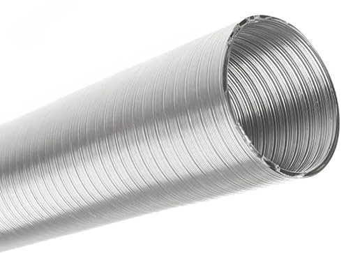 Gresinex Wester Compact - Tubo Salida de Gases de Aluminio Redondo Flexible - Extensible 2 m. |Ø100mm- Ø200mm| Calentadores, Calderas Murales, Secadoras, Cocina (Ø200 mm / 2m, Aluminio)