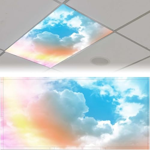 2 Stück fluoreszierende Lichtabdeckungen für Deckenleuchten – magnetische fluoreszierende Lichtabdeckungen für Klassenzimmer, Lichtfilter, fluoreszierende Lichtblenden für Büro, Zuhause, Schule, 6 x