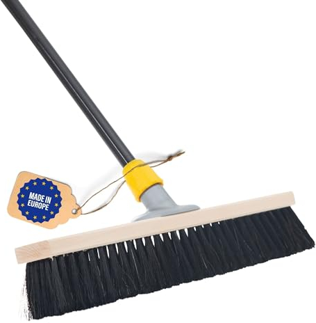 Novaliv Escoba de 40 cm con Mango, Mezcla de Pelo Fina - Ideal para Taller, Industrial, Hogar y Habitación