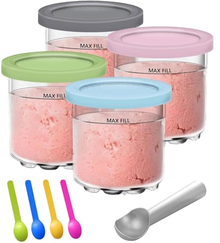 Set di contenitori per gelato, contenitori ermetici per gelato, contenitori di ricambio per gelato, contenitori per creami, contenitori riutilizzabili con paletta e cucchiai per gelato