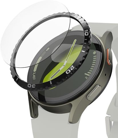 Ringke Bezel Styling en Verre Trempé Compatible avec Samsung Galaxy Watch 7 40mm Accessoire Étui Protecteur Stainless Steel Acier Inoxydable Anti-Rayures Résistant aux Rayures - Black [40-02]