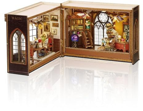 Cuteefun DIY Miniatur Haus Bausatz für Erwachsene zum Bauen von DIY Handwerkshaus Modellbausatz mit Möbel und Werkzeug Machen Sie Ihr eigenes kreatives Geschenk (Magische Schule)